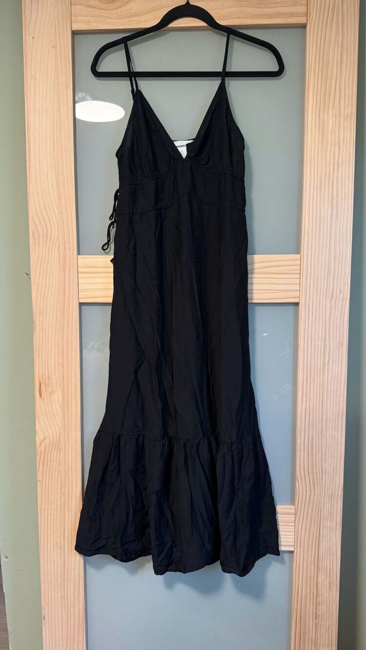 Black Cottagecore Slip Dress Maxi Sundress Coquette Fairy Grunge